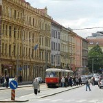 Typische Straßen(bahn)szene